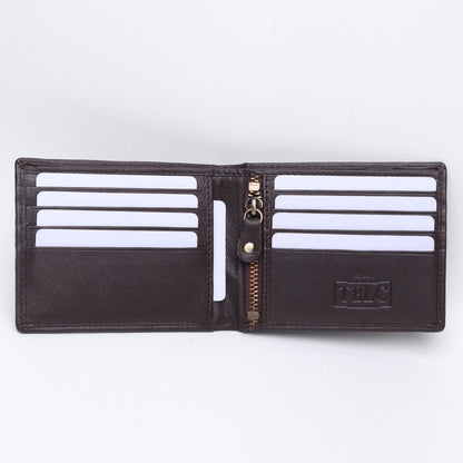 Crafted for Excellence: Men's Leather Wallet with 9 Card Slots & Zipper