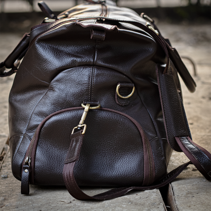 Milled Nappa Leather Travel Holdall: Elegant & Functional