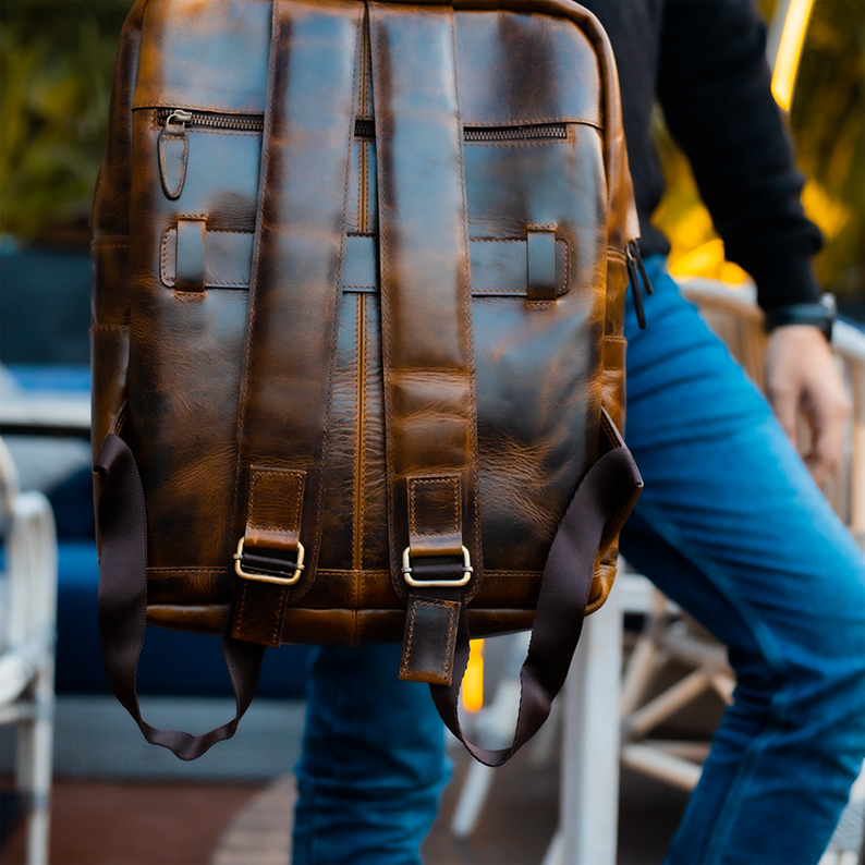 Embark on Adventures: Genuine Leather Backpack Tailored for Men - Image 4