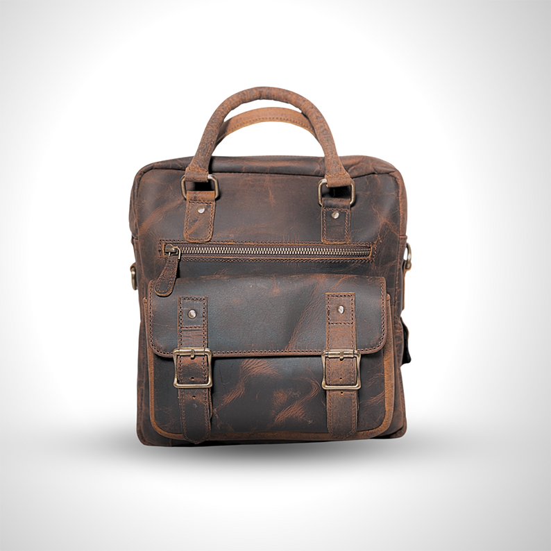 Artisan Textured Leather Laptop Bag: Crafted Elegance & Function