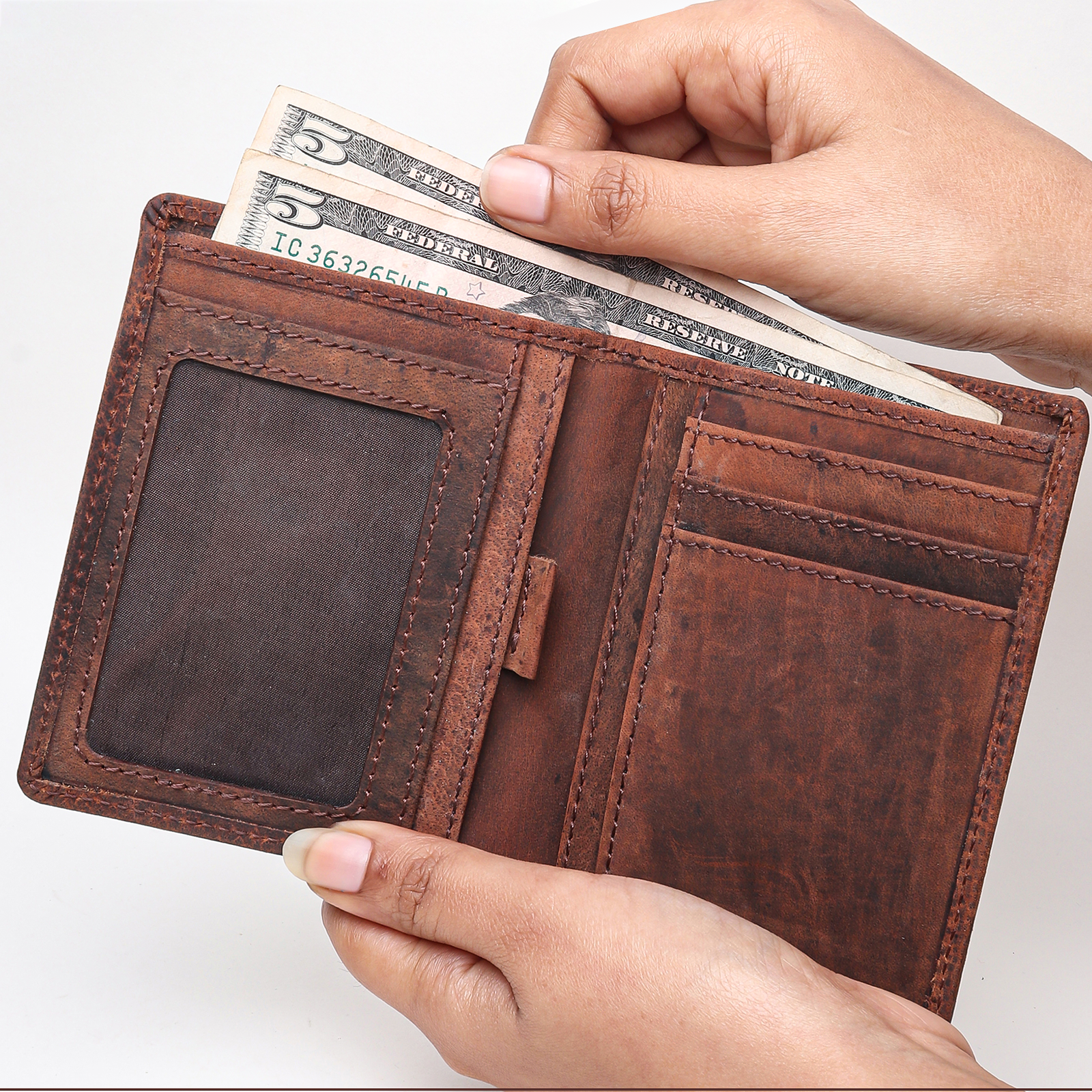 Modern RFID Leather Bifold: Elevate Style with Security - Image 6